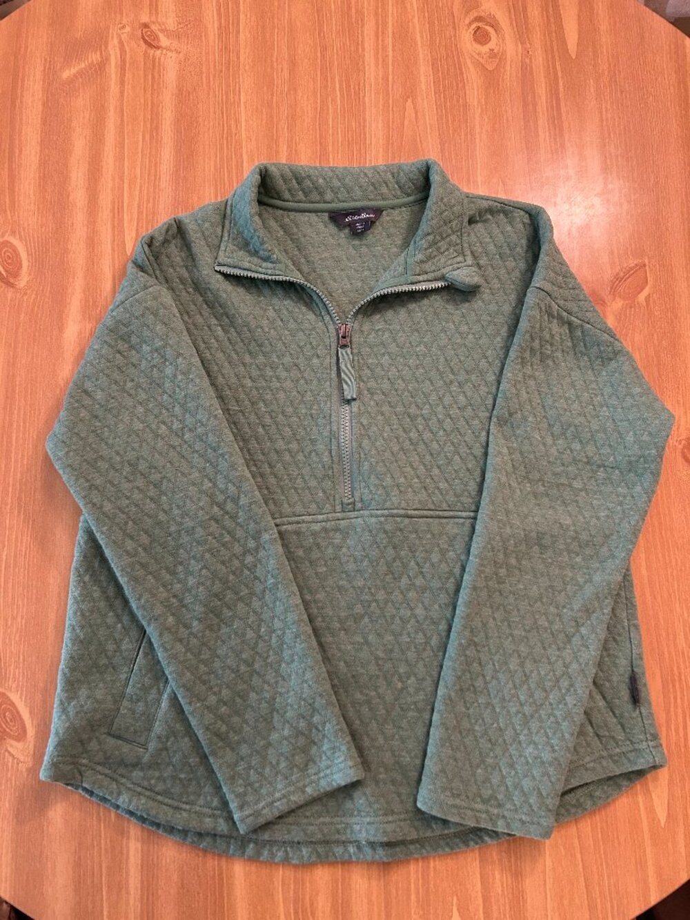 Eddie Bauer Seafoam Green Quilted Pullover Sweater | Textured | Like New | Cozy
